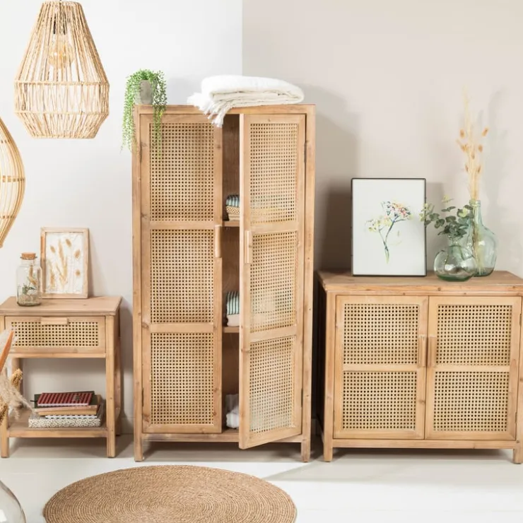 Xenos Webbing nachtkastje Bandung - naturel - 48x36x60.5 cm- Nachtkastjes|Ladekasten