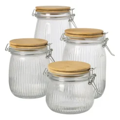 Xenos Weckpot met bamboe deksel - 500 ml- Voorraadpotten