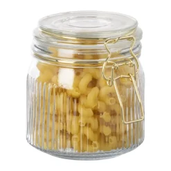 Xenos Weckpot ribbel met gouden deksel - 500 ml- Voorraadpotten