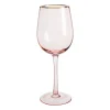 Xenos Wijnglas gouden rand - roze - 380 ml- Wijnglazen