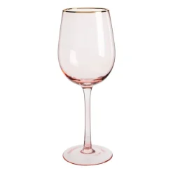 Xenos Wijnglas gouden rand - roze - 380 ml- Wijnglazen