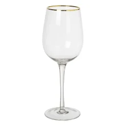 Xenos Wijnglas gouden rand - transparant - 380 ml- Bruiloft|Wijnglazen