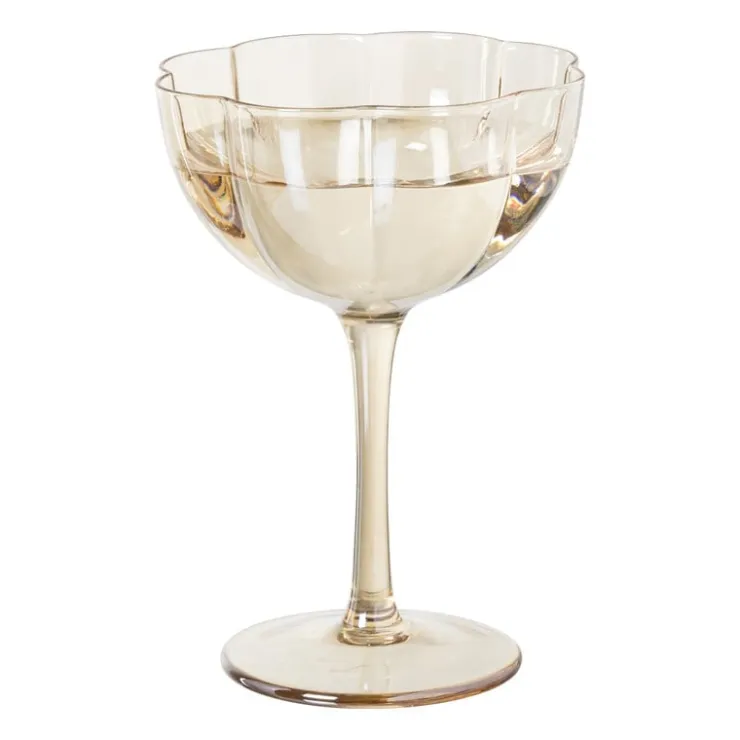 Xenos Wijnglas klein geschulpt - goudkleurig - 150 ml- Wijnglazen