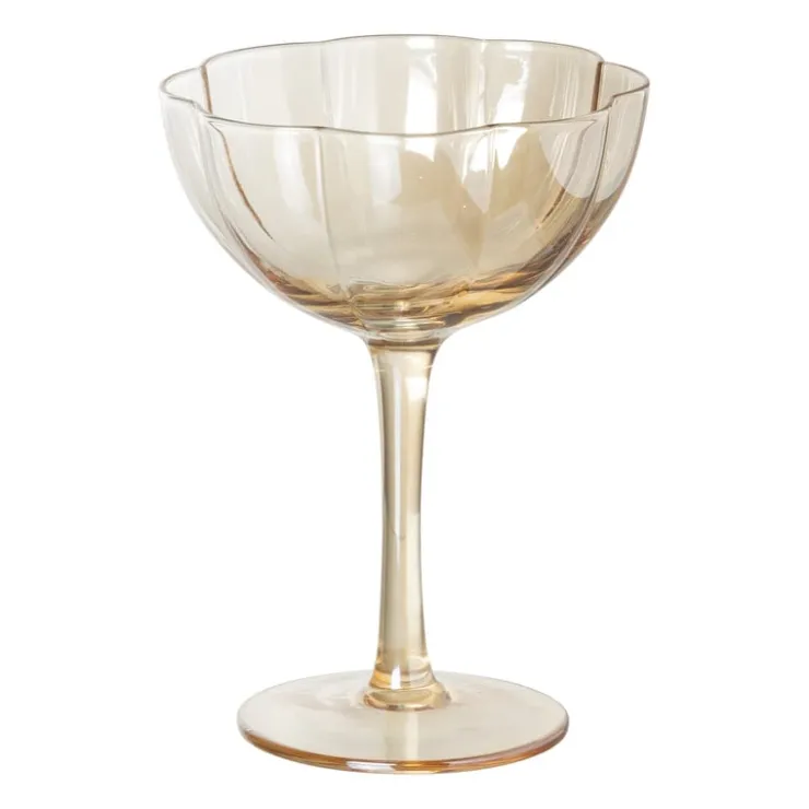 Xenos Wijnglas klein geschulpt - goudkleurig - 150 ml- Wijnglazen
