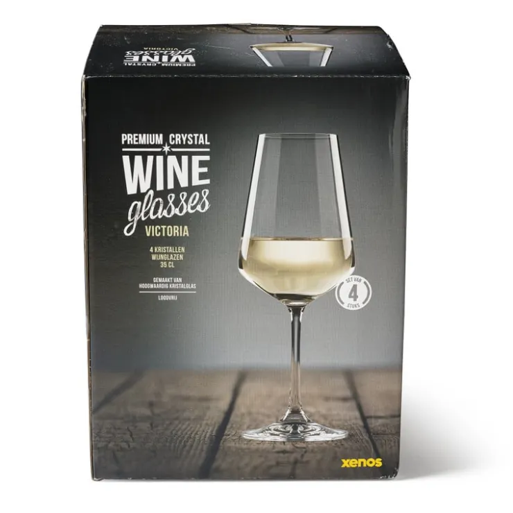 Xenos Wijnglas kristal - 350 ml - set van 4- Glazensets|Wijnglazen