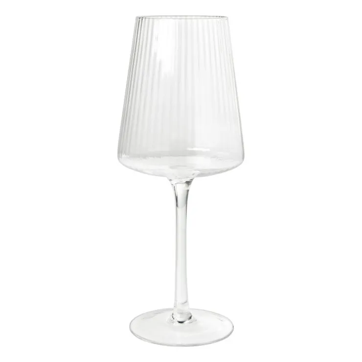 Xenos Wijnglas ribbel groot - glas - 400 ml- Wijnglazen