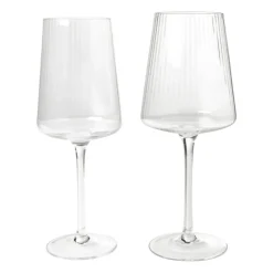 Xenos Wijnglas ribbel klein - glas - 300 ml- Wijnglazen