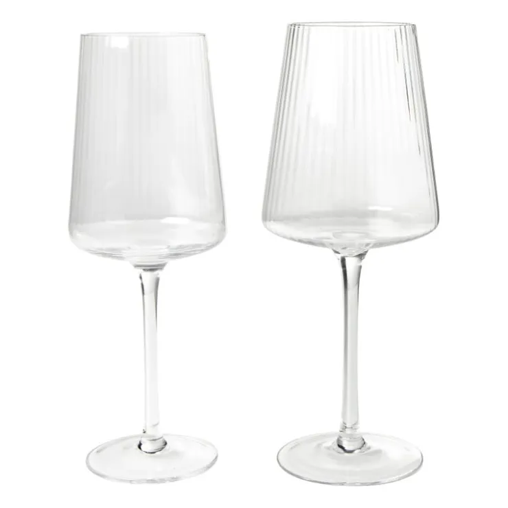 Xenos Wijnglas ribbel klein - glas - 300 ml- Wijnglazen