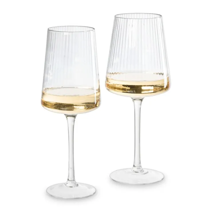 Xenos Wijnglas ribbel klein - glas - 300 ml- Wijnglazen