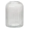 Xenos Windlicht ribbel groot - grijs - ø17.7x23.5 cm- Waxinelichthouders