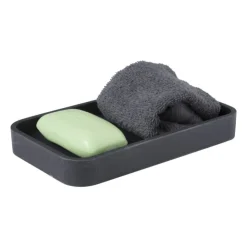 Xenos Zeepbakje - zwart - 11x19x2.5 cm- Zeepbakjes|Badkamer Accessoires