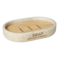 Xenos Zeepbakje sand - beige - 12.9x8.4x2.5 cm- Zeepbakjes|Badkamer Accessoires