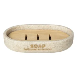 Xenos Zeepbakje sand - beige - 12.9x8.4x2.5 cm- Zeepbakjes|Badkamer Accessoires