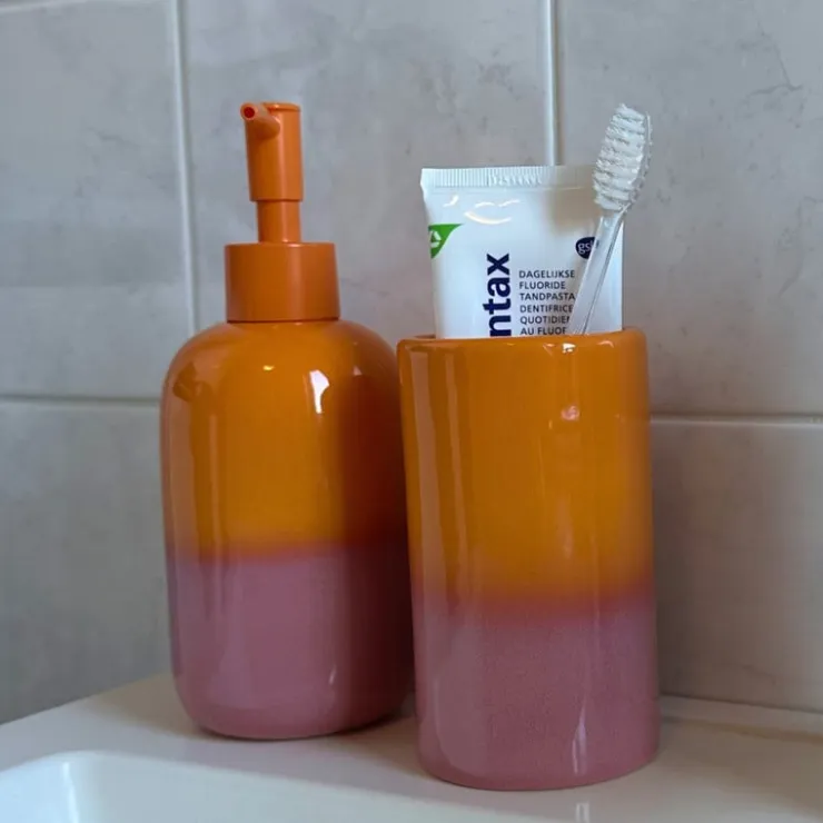 Xenos Zeeppompje duo - oranje/roze - ø7.3x18.3 cm- Zeeppompjes|Kerstcadeaus