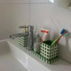 Xenos Zeepschaaltje blokjes - groen/wit - 1.3x15.8x8.3 cm- Zeepbakjes|Kerstcadeaus