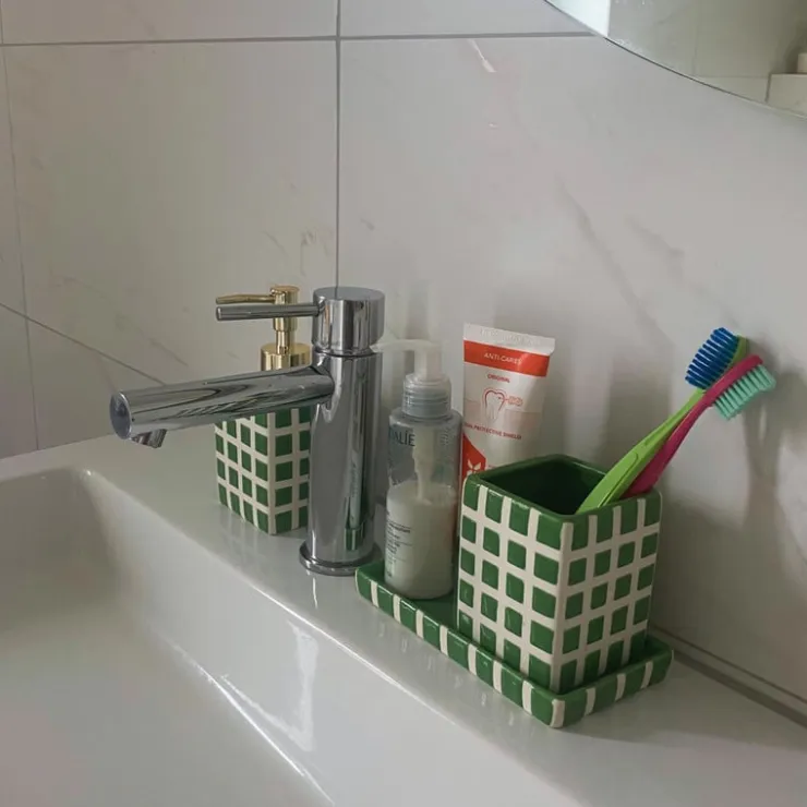 Xenos Zeepschaaltje blokjes - groen/wit - 1.3x15.8x8.3 cm- Zeepbakjes|Kerstcadeaus