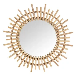 Xenos Zonnespiegel bamboe - ø29 cm- Wandspiegels