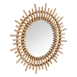 Xenos Zonnespiegel bamboe - ø29 cm- Wandspiegels