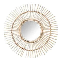 Xenos Zonnespiegel met rotan rand - ø55 cm- Wandspiegels